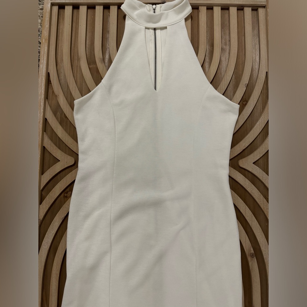 Pink Owl High-neck Fitted White Dress